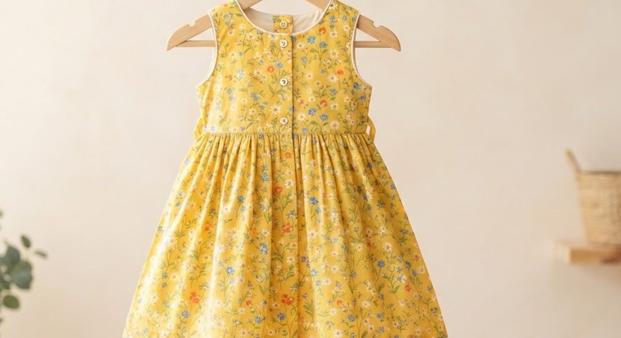 Printed Cotton Frock — Sunflower — alternate view
